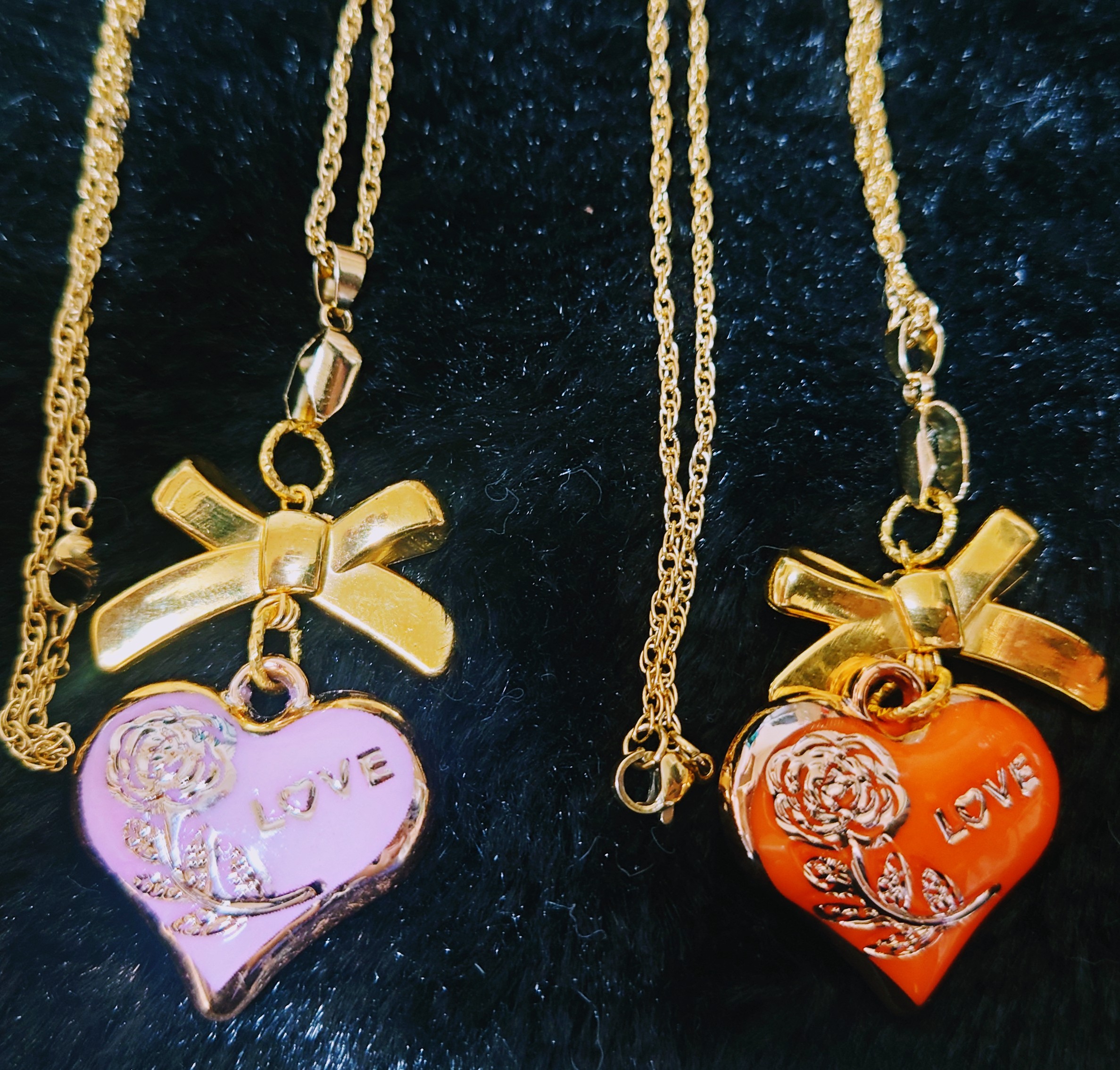 ハート薔薇ネックレス（18金チェーン）